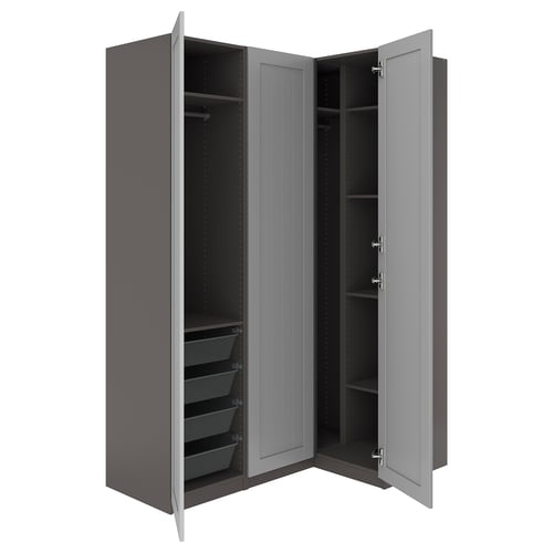 PAX / GULLABERG Eckkleiderschrank, dunkelgrau/grau, 161/111x236 cm