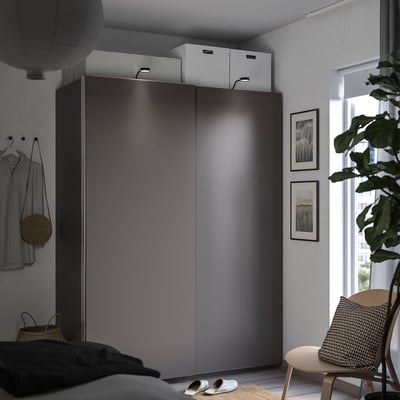 PAX / HASVIK Kleiderschrank, dunkelgrau/dunkelgrau, 150x66x201 cm