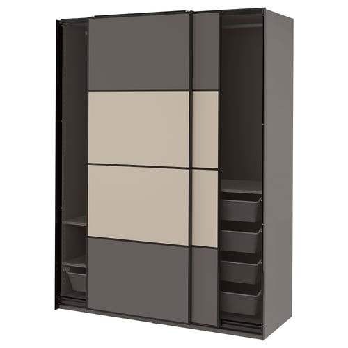 PAX / MEHAMN Kleiderschrank, doppelseitig dunkelgrau/graubeige, 150x66x201 cm
