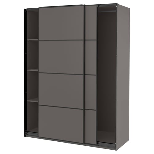 PAX / MEHAMN Kleiderschrank, dunkelgrau/doppelseitig dunkelgrau, 150x66x201 cm