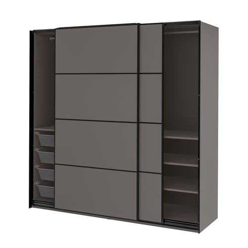 PAX / MEHAMN Kleiderschrank, dunkelgrau/doppelseitig dunkelgrau, 200x66x201 cm