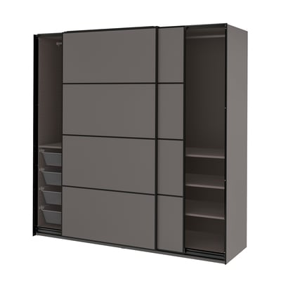 PAX / MEHAMN Kleiderschrank, dunkelgrau/doppelseitig dunkelgrau, 200x66x201 cm