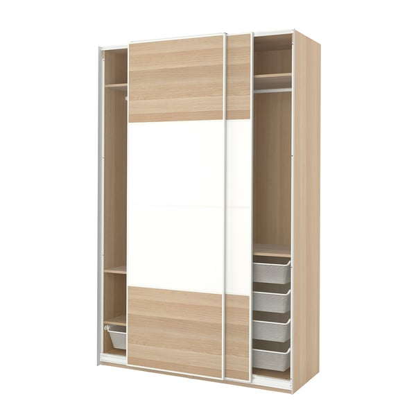 PAX / MEHAMN Kleiderschrank, Eicheneff wlas doppelseitig/weiß Eicheneff wlas, 150x66x236 cm