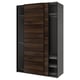 PAX / MEHAMN Kleiderschrank mit Schiebetüren, dunkelgrau schwarz/doppelseitig Eichenachbildung dunkelbraun, 150x66x236 cm