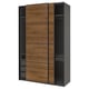 PAX / MEHAMN Kleiderschrank mit Schiebetüren, dunkelgrau schwarz/doppelseitig Nussbaum, 150x66x236 cm