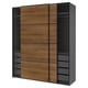PAX / MEHAMN Kleiderschrank mit Schiebetüren, dunkelgrau schwarz/doppelseitig Nussbaum, 200x66x236 cm