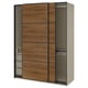 PAX / MEHAMN Kleiderschrank mit Schiebetüren, graubeige schwarz/doppelseitig Nussbaum, 150x66x201 cm
