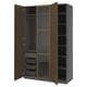 PAX / TONSTAD Schrankkombination, dunkelgrau braun/gebeiztes Eichenfurnier Glas, 150x60x236 cm
