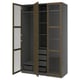 PAX / TONSTAD Schrankkombination, dunkelgrau braun/gebeiztes Eichenfurnier Glas, 150x60x236 cm