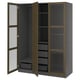 PAX / TONSTAD Schrankkombination, dunkelgrau braun/gebeiztes Eichenfurnier Glas, 150x60x201 cm
