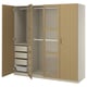 PAX / TONSTAD Schrankkombination, graubeige/Eichenfurnier Glas, 200x60x201 cm