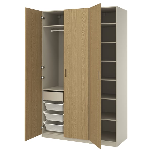 PAX / TONSTAD Schrankkombination, graubeige/Eichenfurnier, 150x60x236 cm