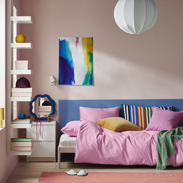 PILTANDVINGE Bettwäsche-Set, 3-teilig, rosa, 240x220/50x60 cm