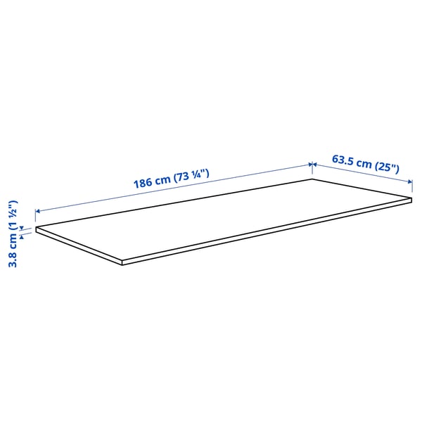 PINNARP Arbeitsplatte, Esche/Furnier, 186x3.8 cm