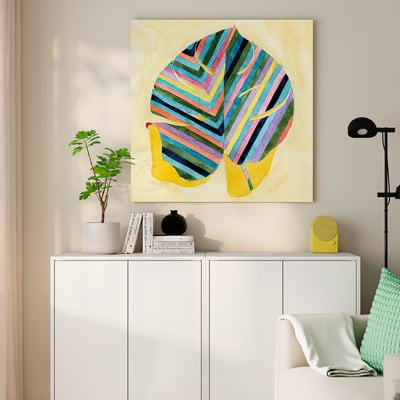 PJÄTTERYD Bild, gestreiftes Blatt, 90x90 cm