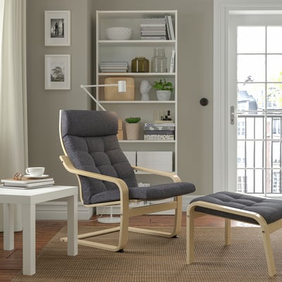 POÄNG Sessel, Birkenfurnier/Gunnared dunkelgrau