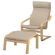 POÄNG Sessel und Hocker, Eiche/Kelinge beige