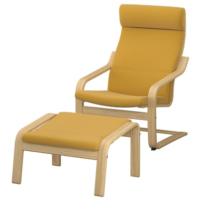 POÄNG Sessel und Hocker, Eiche/Kelinge dunkelgelb