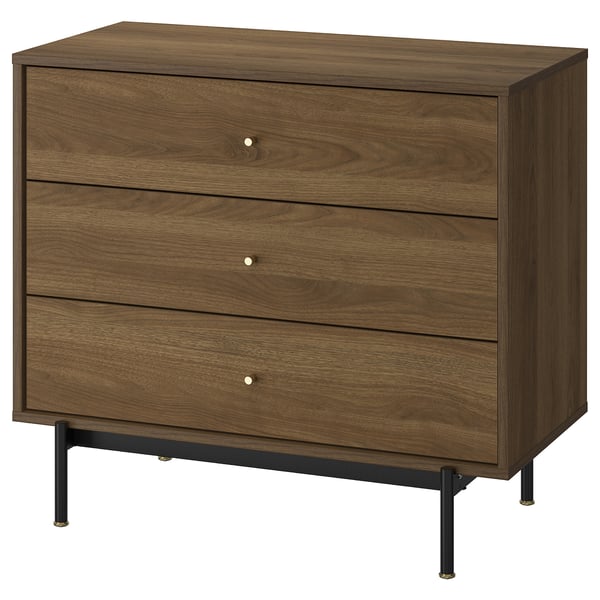 RÅDMANSÖ Kommode mit 3 Schubladen, braun Nussbaumnachbildung, 90x48x81 cm