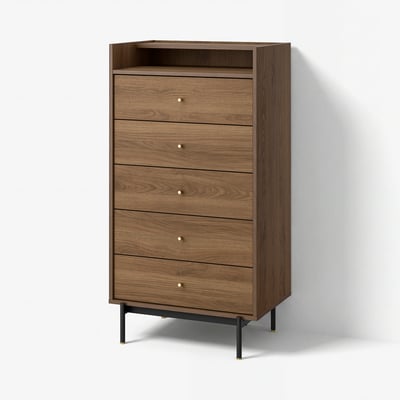 RÅDMANSÖ Kommode mit 5 Schubladen, braun Nussbaumnachbildung, 70x48x132 cm
