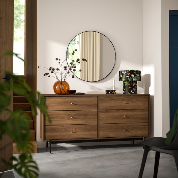 RÅDMANSÖ Kommode mit 6 Schubladen, braun Nussbaumnachbildung, 159x48x81 cm