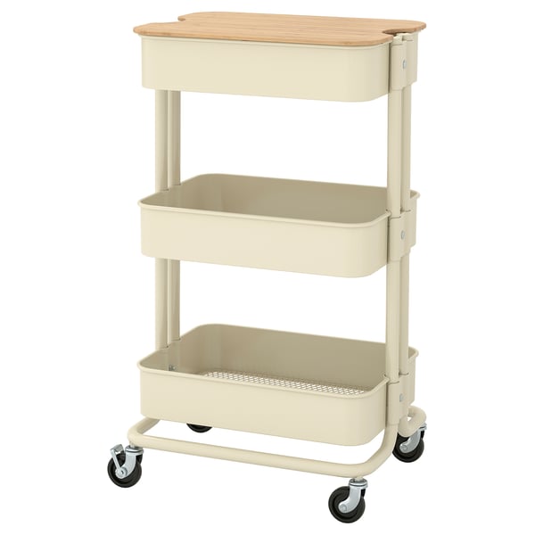 RÅSKOG / NORRÅVA Servierwagen mit Abdeckung, beige, 35x45x77 cm