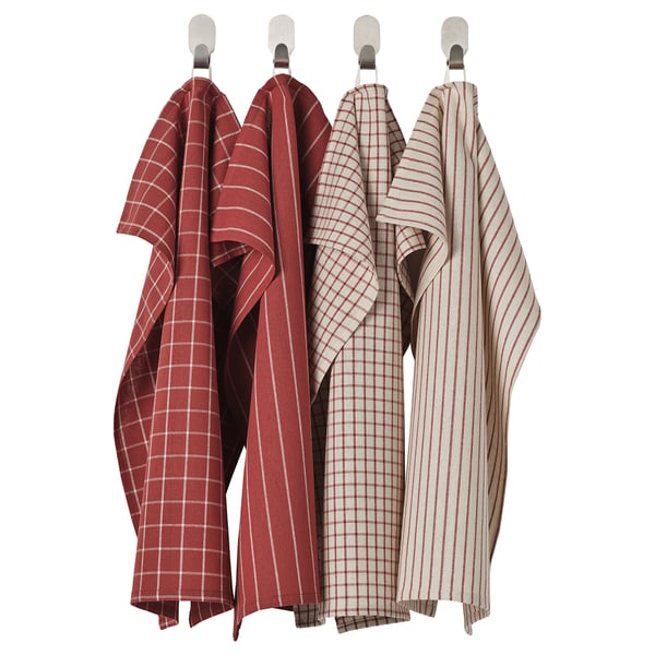 RINNIG Geschirrtuch, rot/beige gestreift, 45x60 cm