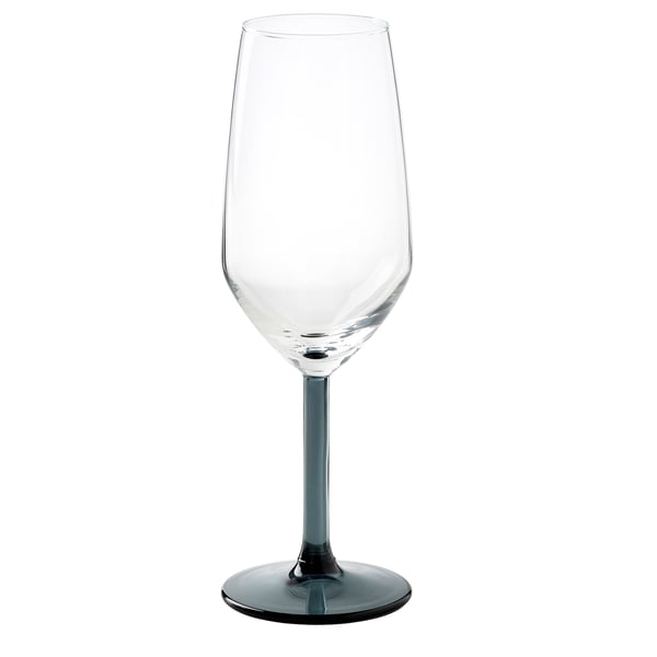 RÖDRÄKA Sektglas, blaugrau/Klarglas, 25 cl
