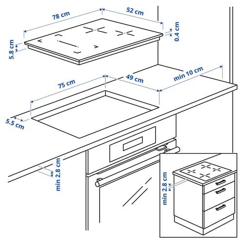 ROGESTAD Induktionskochfeld, IKEA 500 schwarz, 78 cm