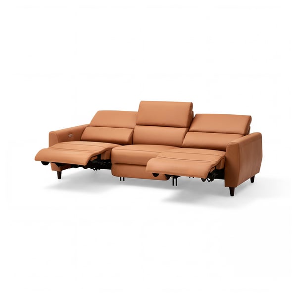 RULLERUM 3er-Sofa m 2 elekt Ruhesesseln, Grann/Bomstad goldbraun
