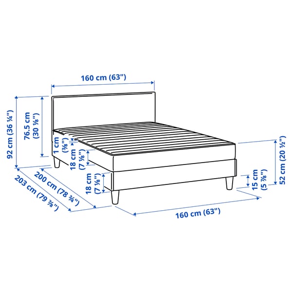 SÄBÖVIK Boxbett, Vissle grau, 160x200 cm