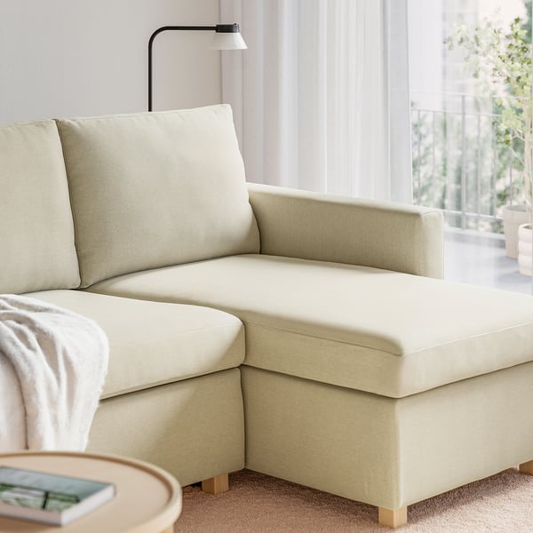 SALTSJÖBADEN 3er-Bettsofa mit Récamiere, Fridtuna hellbeige