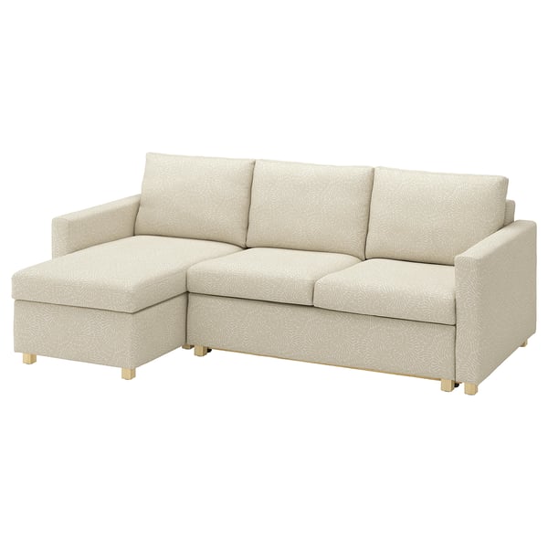 SALTSJÖBADEN 3er-Bettsofa mit Récamiere, Vittangi hellbeige/weiß