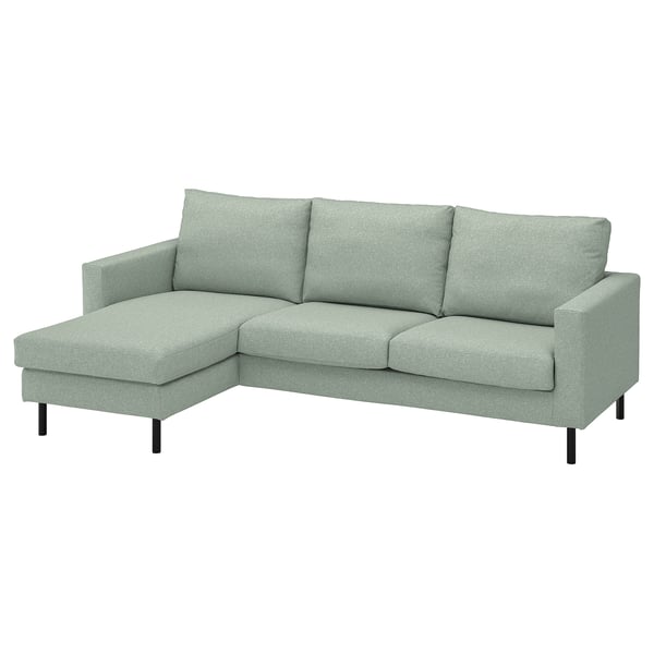 SALTSJÖBADEN 3er-Sofa mit Récamiere, Gunnared hellgrün