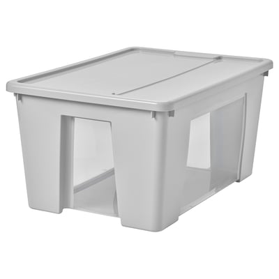 SAMLA Box mit Deckel, transparent/hellgrau, 57x39x28 cm/45 l
