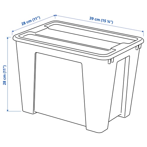 SAMLA Box mit Deckel, transparent, 39x28x28 cm/22 l