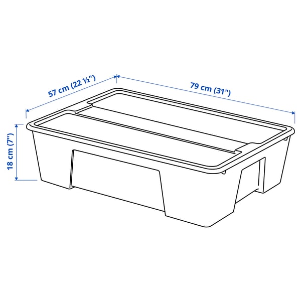 SAMLA Box mit Deckel, transparent, 79x57x18 cm/55 l