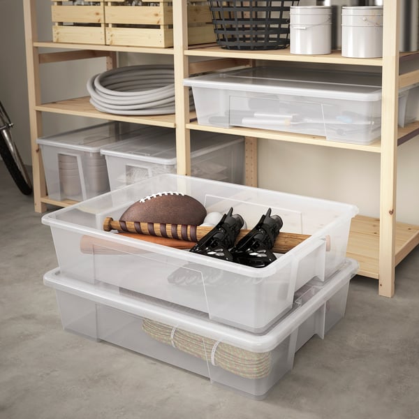 SAMLA Box mit Deckel, transparent, 79x57x18 cm/55 l