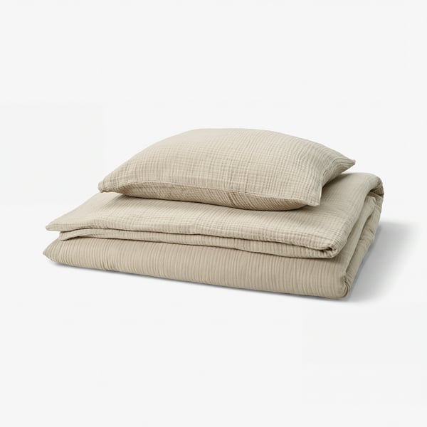SCHERSMIN Bettwäsche-Set, 2-teilig, graubeige, 150x200/50x60 cm