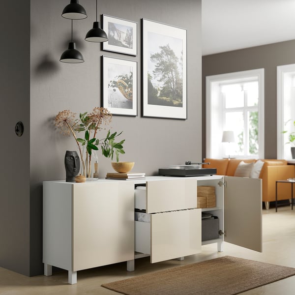 SELSVIKEN Schubladenfront, Hochglanz beige, 60x26 cm
