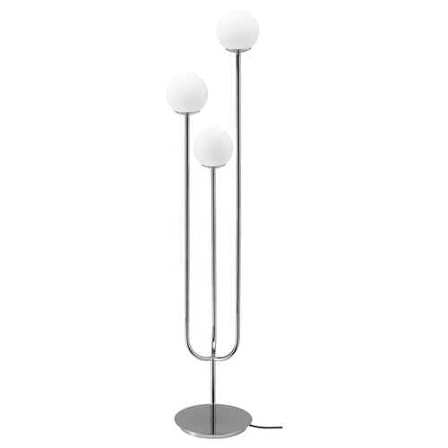 SIMRISHAMN Standleuchte, verchromt/opalweiß Glas