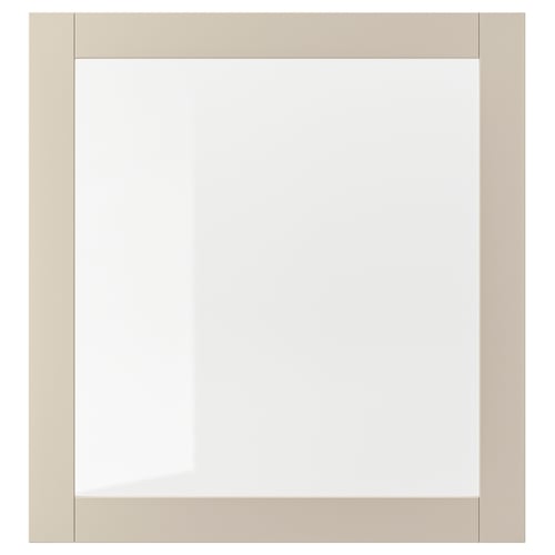 SINDVIK Vitrinentür, helles Graubeige/Klarglas, 60x64 cm