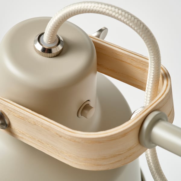 SJÖMAKT Standleuchte mit 2er-Spot, beige/Esche
