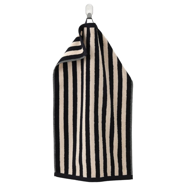 SLÅNHÖSTMAL Handtuch, schwarz/hellbeige gestreift, 40x70 cm