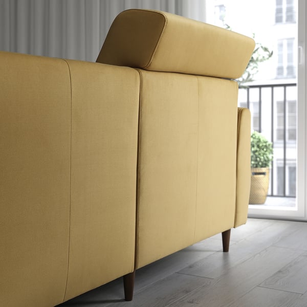 SLATORP 3er-Sofa mit Récamiere, Hakebo ocker