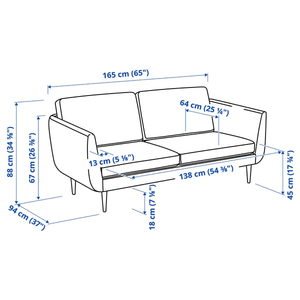 SMEDSTORP 2er-Sofa, Djuparp/dunkelgrau Eiche