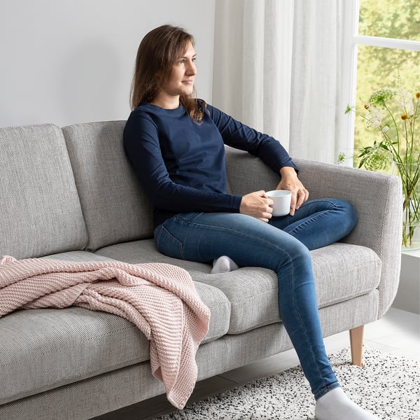 SMEDSTORP 2er-Sofa, Viarp/beige/braun Eiche