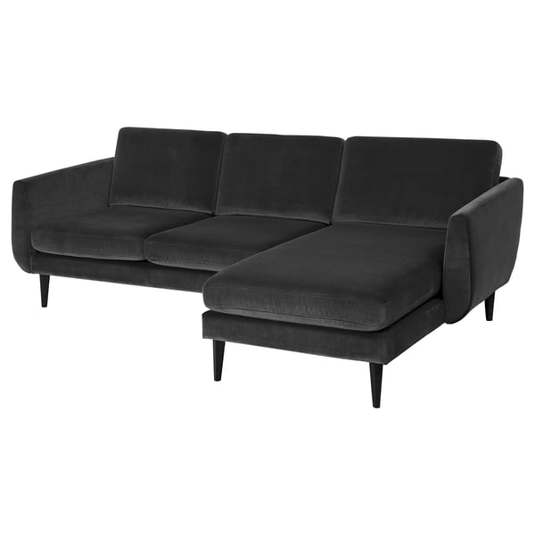 SMEDSTORP 3er-Sofa mit Récamiere, Djuparp dunkelgrau/schwarz