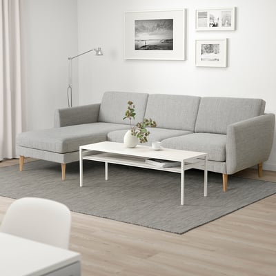 SMEDSTORP 4er-Sofa mit Récamiere, Viarp/beige/braun Eiche