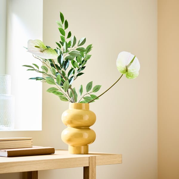 SMYCKA Kunstblume, drinnen/draußen Flamingoblume/weiß, 66 cm